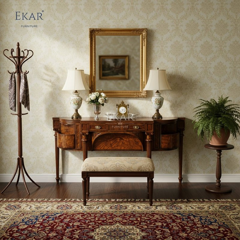 Ekar Winston Heritage Luxury Console Traditional English Style Entryway Cabinet Foshan Custom Furniture Ek-Ms-Dx021