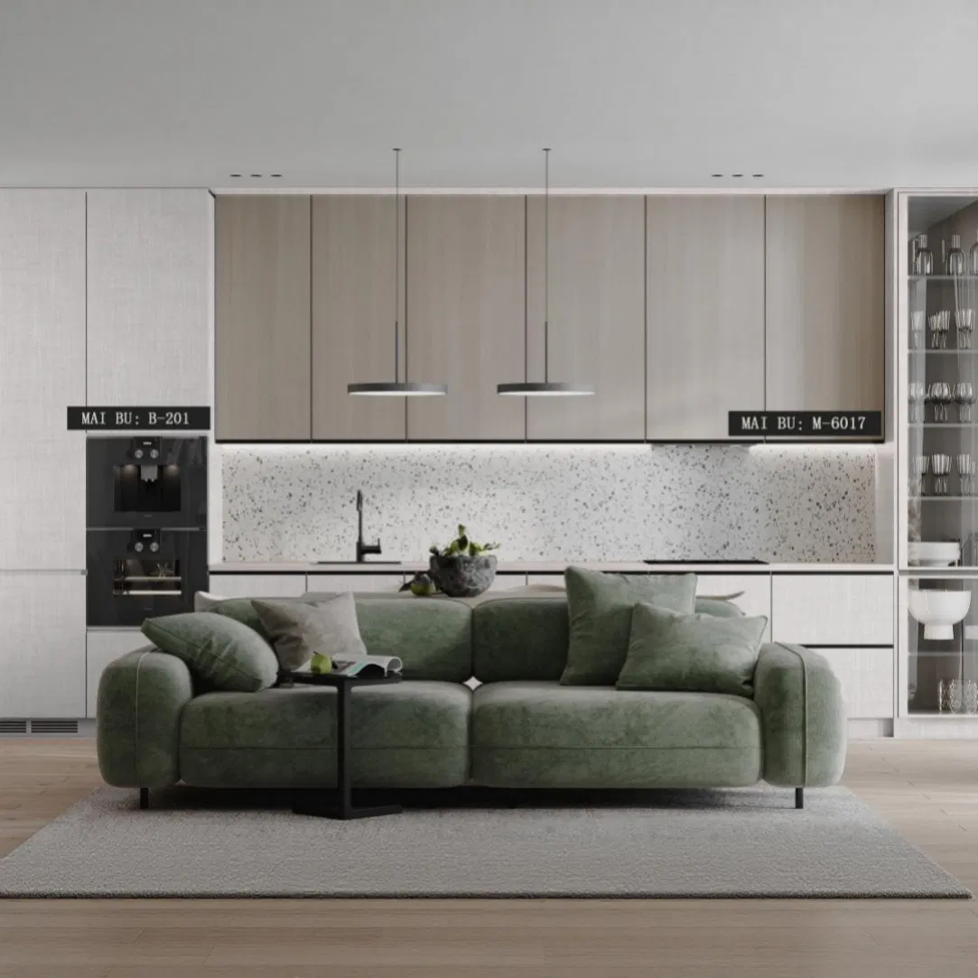 No Straightener Required Kitchen Pull out Unit Using Aluminum Honey Comb with Satin PVC Film in European Classical Style