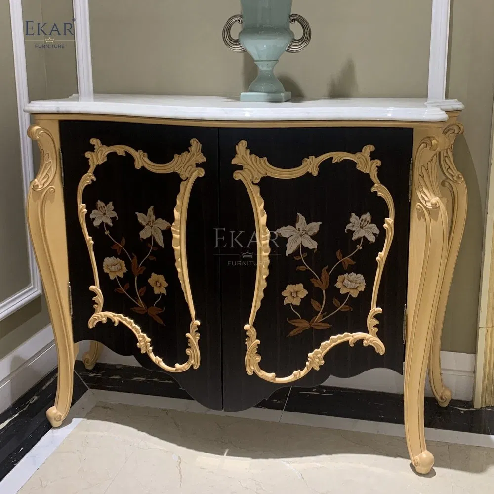 Traditional French Style Wood Console Table Elegant Entryway Organizer with Storage