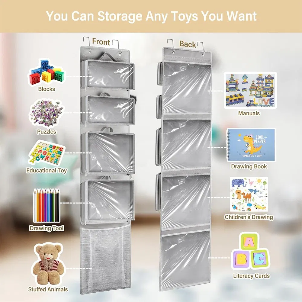 Removable PVC Toy Hanging Storage Bag Over The Door Organizer for Children
