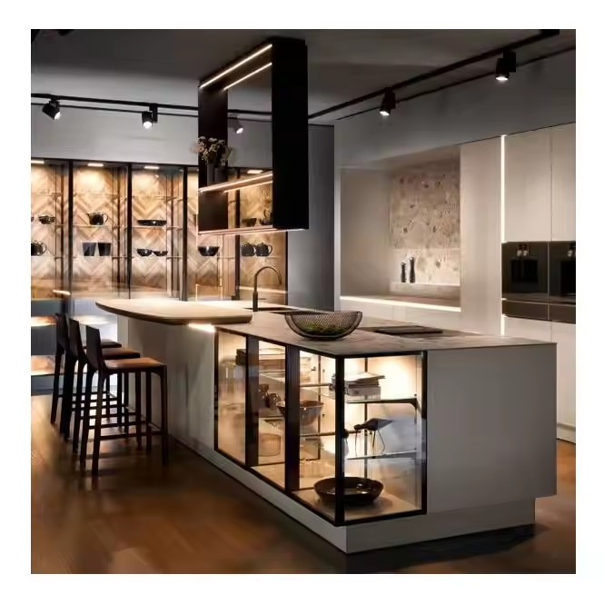 Foshan Kitchen-Pantry-Cabinets Modular Wooden Furniture Kitchen Smart Islands Cabinets Cozinha Units