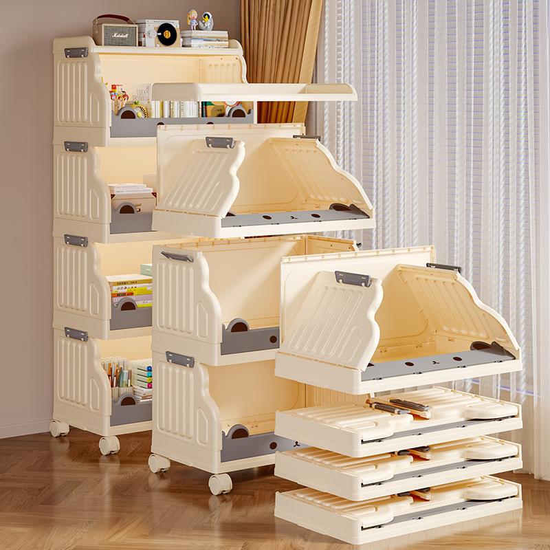 Multi-Layer Rolling Kids Bookshelf Easy Storage for Books &amp; Toys Home Organizer