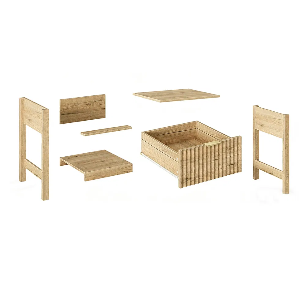 Modern Fluted Nightstand Bedside Table with Drawers for Living Room Bedside Table End Table