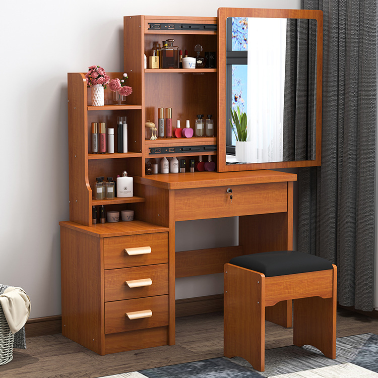 Modern Simple Design Wooden Dressing Table with Mirror and Drawers for Bedroom Furniture
