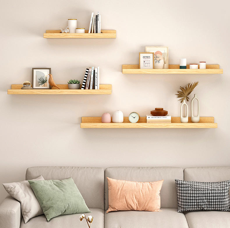Folding Wood Floating Shelves for Wall Decor Display Shelves for Living Room Food Storage Holder
