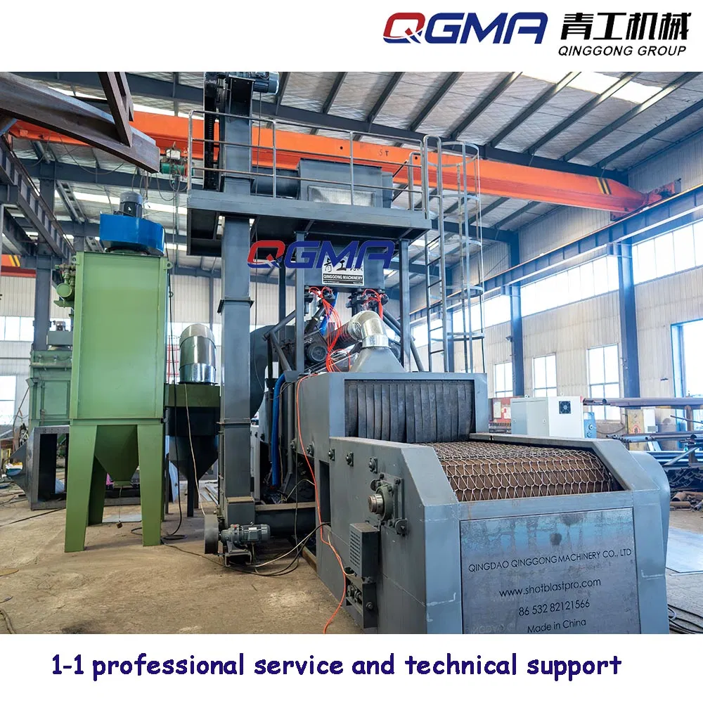 High Production Automatic Wheel Blasting Machine /Steel Wire Mesh Belt Conveyor Type Shot Blasting Machine