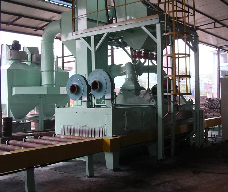 Steel Plate Profile Beams Structure Formwork Roller Conveyor Shot Blasting Machine