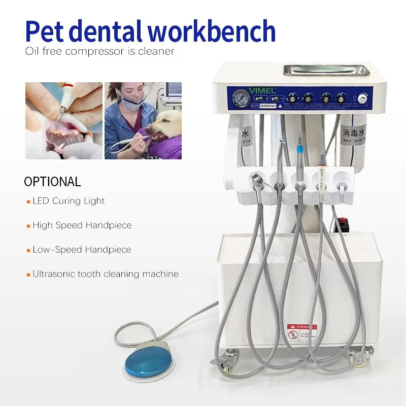 Portable Dental Unit Veterinary Dental Table with Handpiece Scaler and Air Compressor