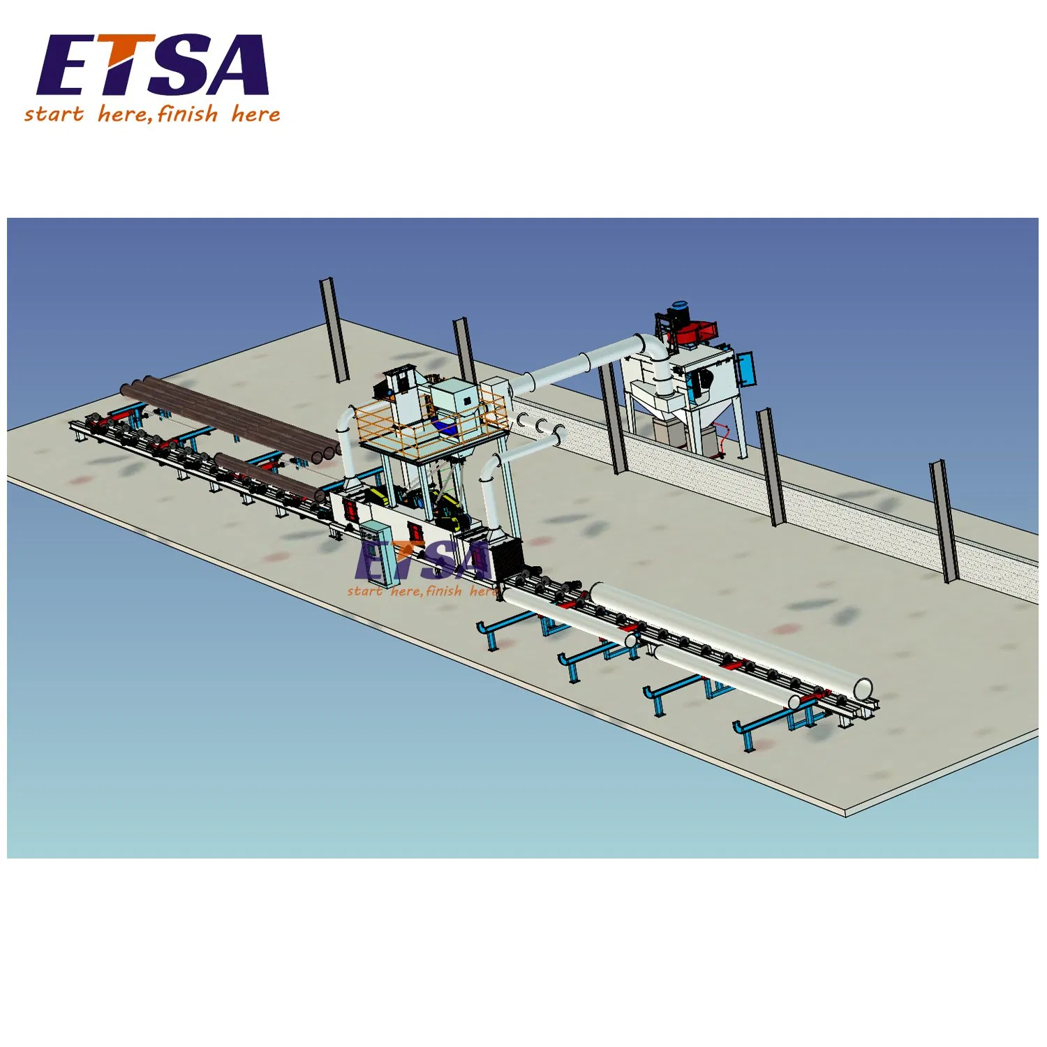 Automatic Pipe Blasting Cleaning Diabola Conveyor Shot Blasting Machine