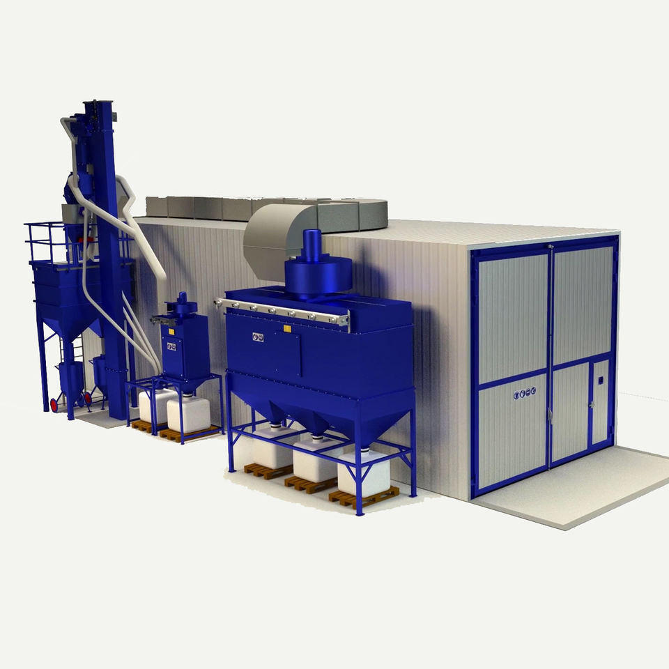 Electric Grinder Steel Sandblasting Chamber, Equipped with Dust Removal and Abrasive Recovery System.