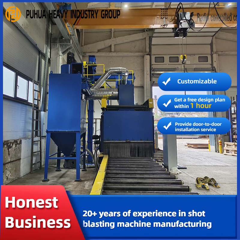 H Beam Metal and Steel Plate Roller Conveyor Shot Blasting Machine