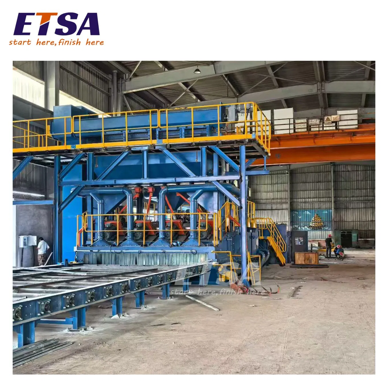 Sandblasting Pretreatment Line Automatic Steel Plate Shot Blasting Painting