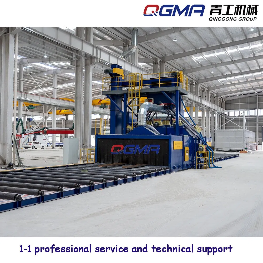 Steel Plate H Beam Structure Roller Conveyor Automatic Shot Blast / Blasting Machine