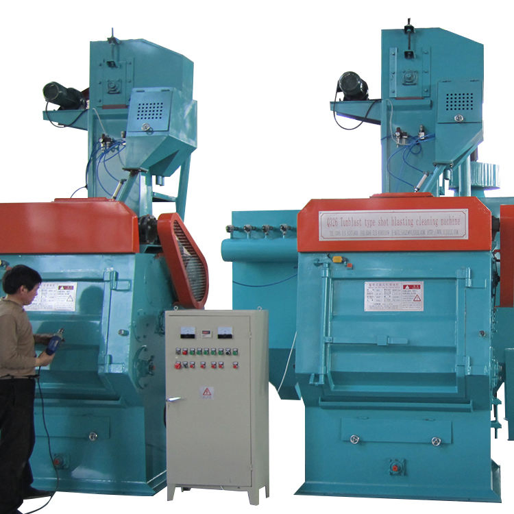 Q326 Tumble Shot/Sand Blast Machine for Small Parts Cleaning New Condition with Motor Engine Bearing for Manufacturing Plant