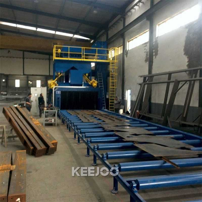 Steel Plate Pretreatment 2m/Min Automatic Shot Blasting Machine with Painting and Drying System