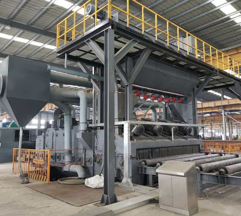 Steel Plate Profile Beams Structure Formwork Roller Conveyor Shot Blasting Machine