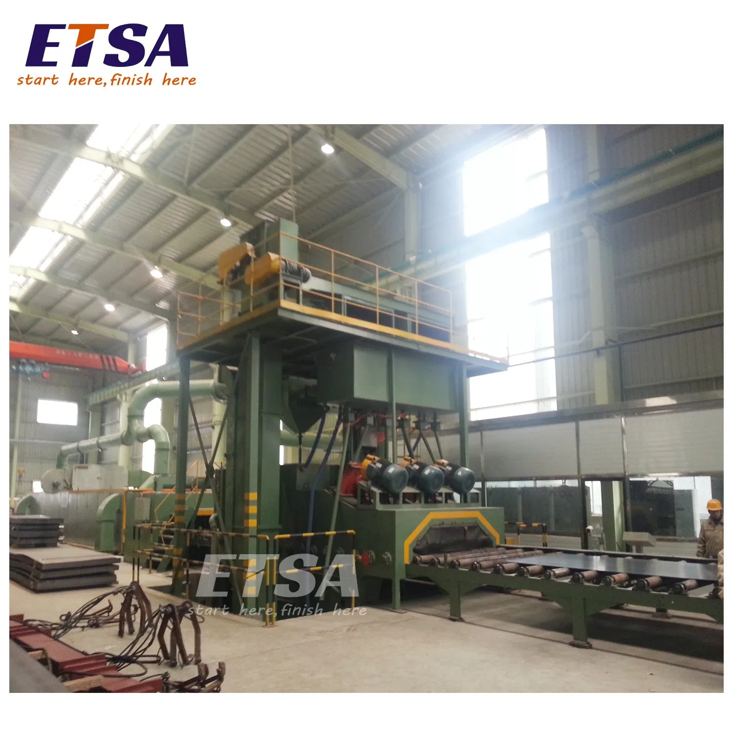 Automatic H Beam Steel Plate Structure Shot Blasting Pretreatment Line Price with Painting System