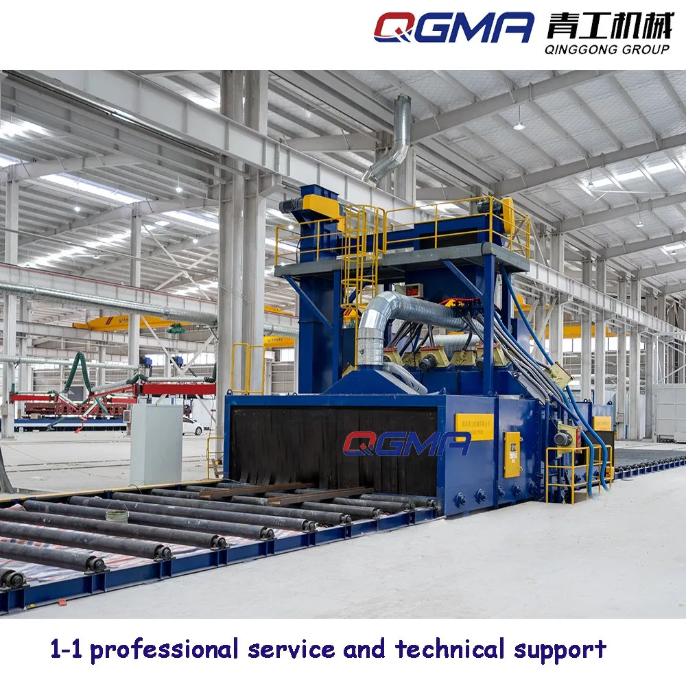 Steel Plate H Beam Structure Roller Conveyor Automatic Shot Blast / Blasting Machine