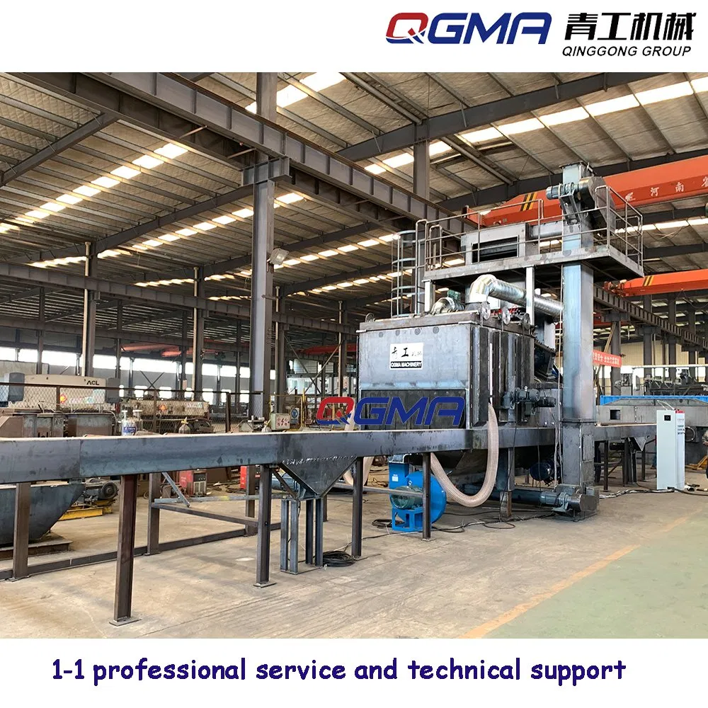 Steel Plate Roller Conveyor Through Type Wheel Shot Blasting Machine