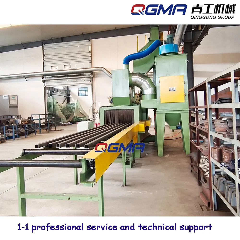 Energy Saving Q69 Series Continuous Pass Through Shot Blasting Machine Wheel Blaster for Steel Tubes Pipes Cleaning