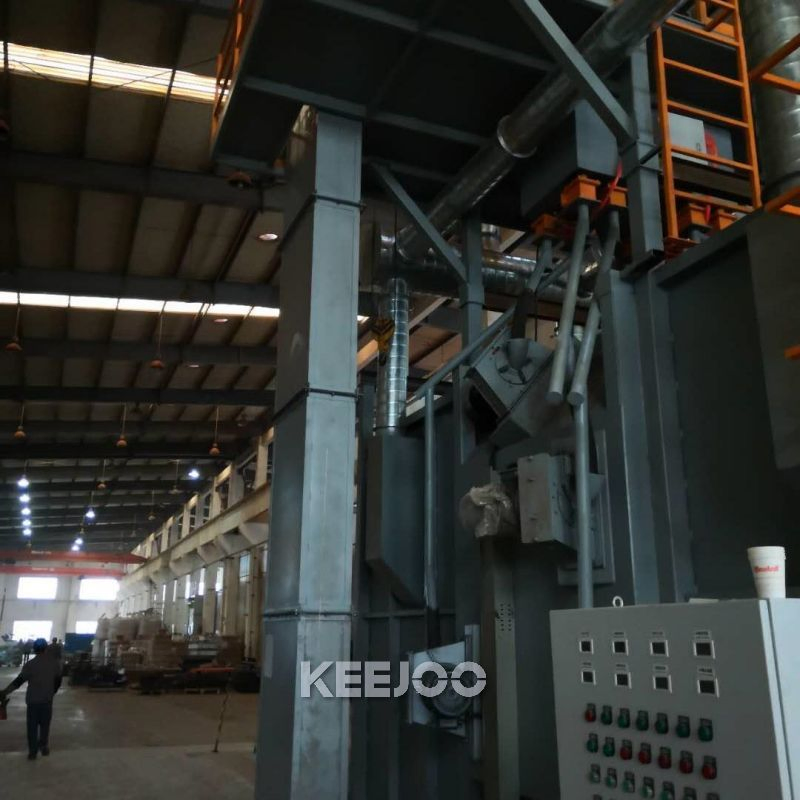 Automatic Surface Treatment Monorail Catenary Shot Blasting Machine for Car Rims Wheels Cleaning