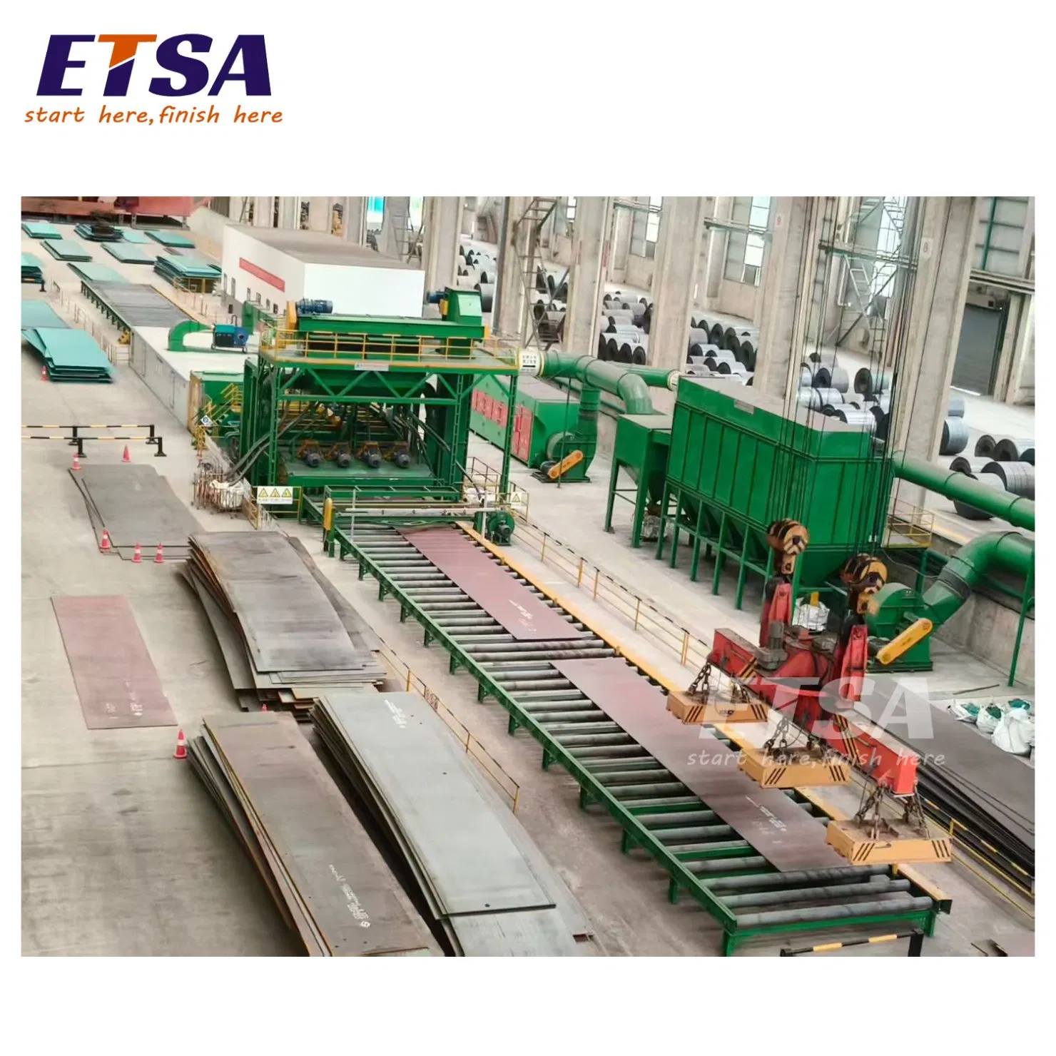 Automatic H Beam Steel Plate Structure Shot Blasting Pretreatment Line