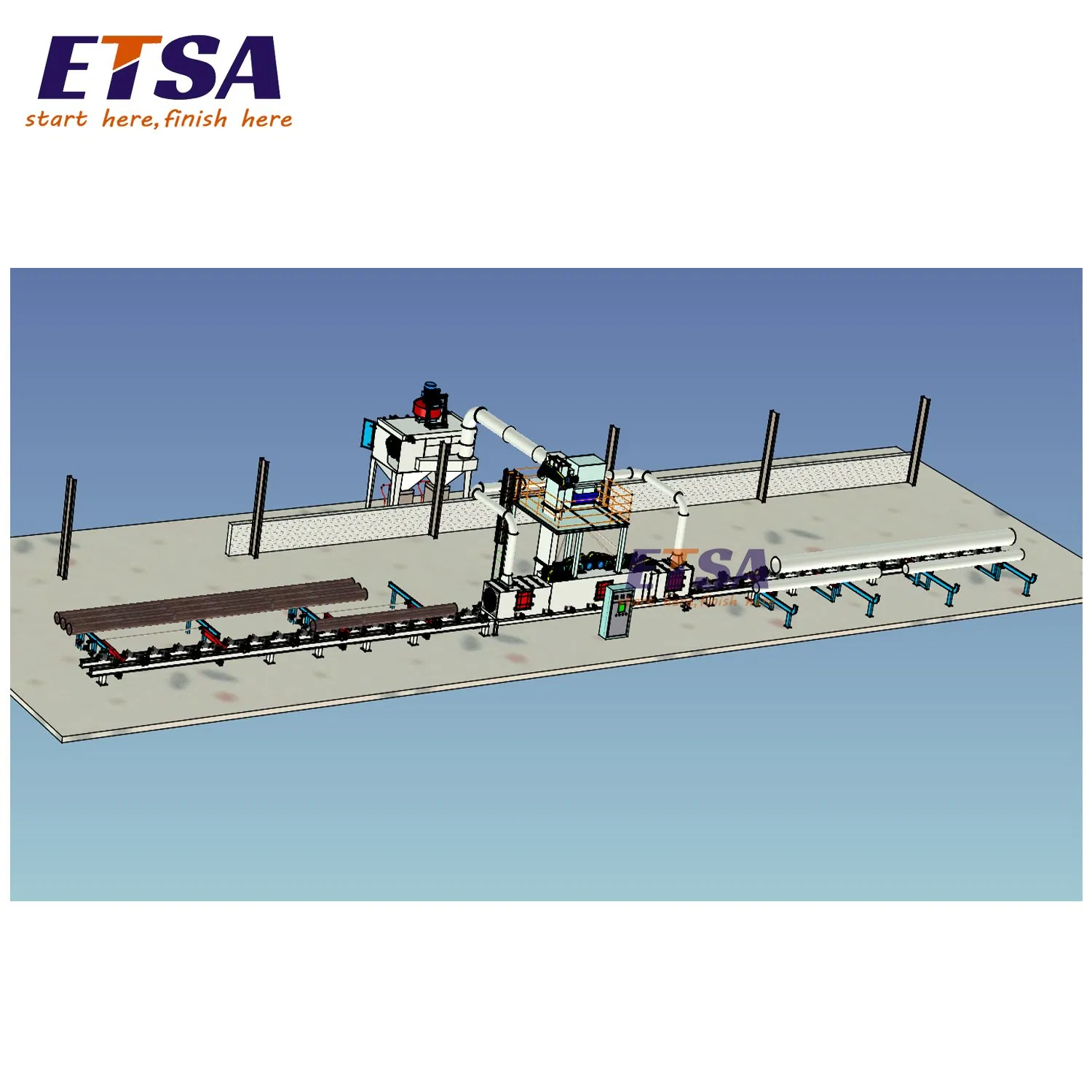 Automatic Pipe Blasting Cleaning Diabola Conveyor Shot Blasting Machine