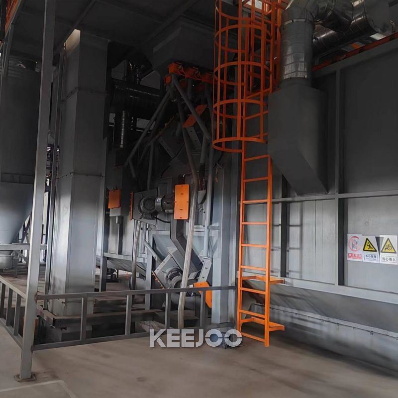 Automatic Surface Treatment Monorail Catenary Shot Blasting Machine for Car Rims Wheels Cleaning