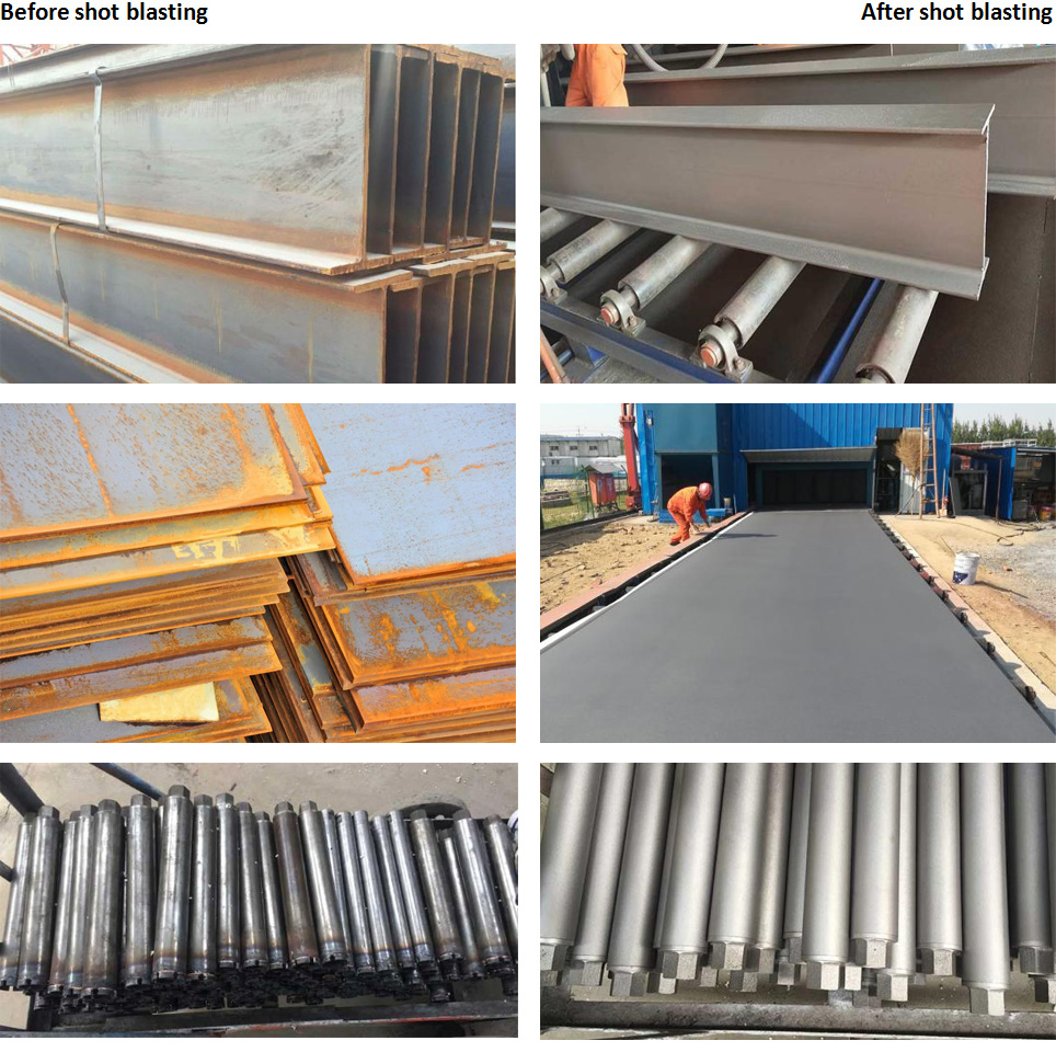 Qingdao Q69 Pass Through Clean H Beam /Steel Plate Metal Surface Roller Conveyor Type Shot Blasting Machine