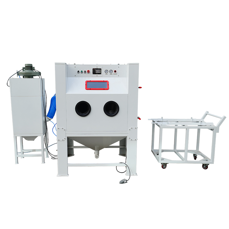 Industrial Sandblasting Cabinet Manual Sand Blasting Machine with Turntable and Cart