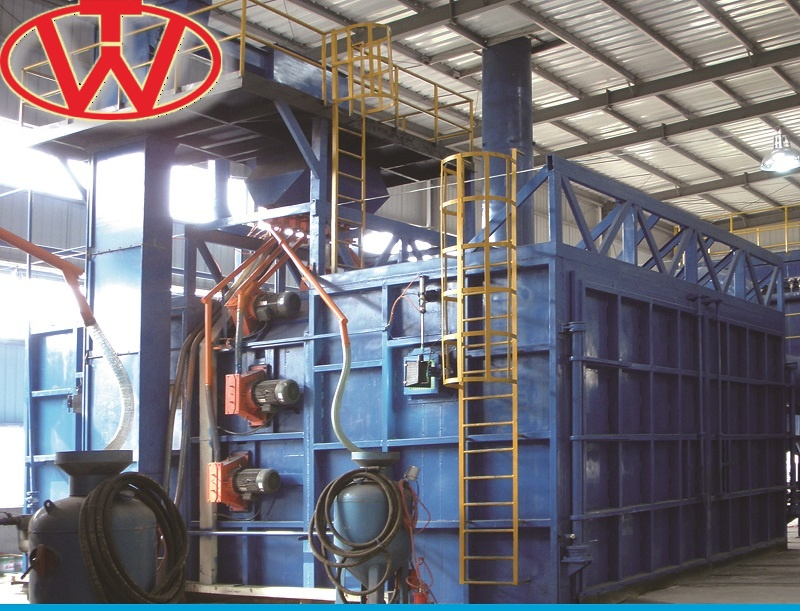 Roller Conveyor Steel Structure H Beam Trolley Type Automatic Shot Blasting Machine
