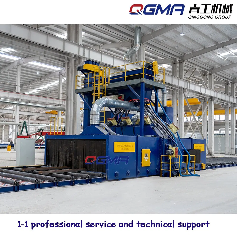 Steel Plate H Beam Structure Roller Conveyor Automatic Shot Blast / Blasting Machine