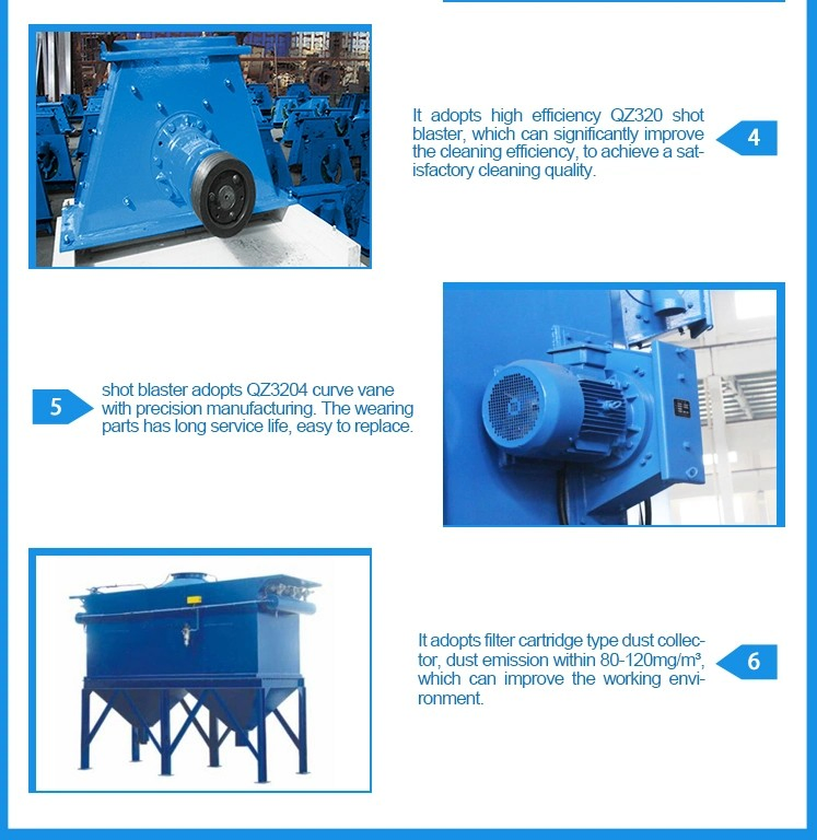 Qingdao Q69 Pass Through Clean H Beam /Steel Plate Metal Surface Roller Conveyor Type Shot Blasting Machine