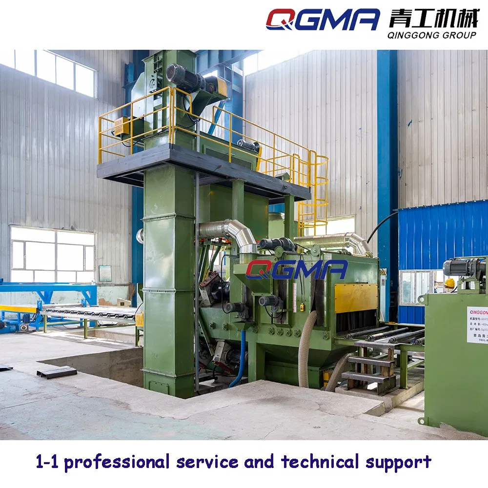 Steel Plate Roller Conveyor Through Type Wheel Shot Blasting Machine