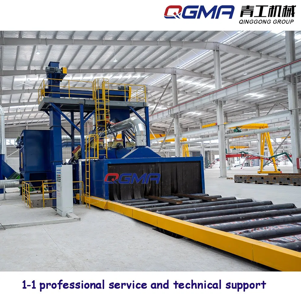Steel Plate H Beam Structure Roller Conveyor Automatic Shot Blast / Blasting Machine
