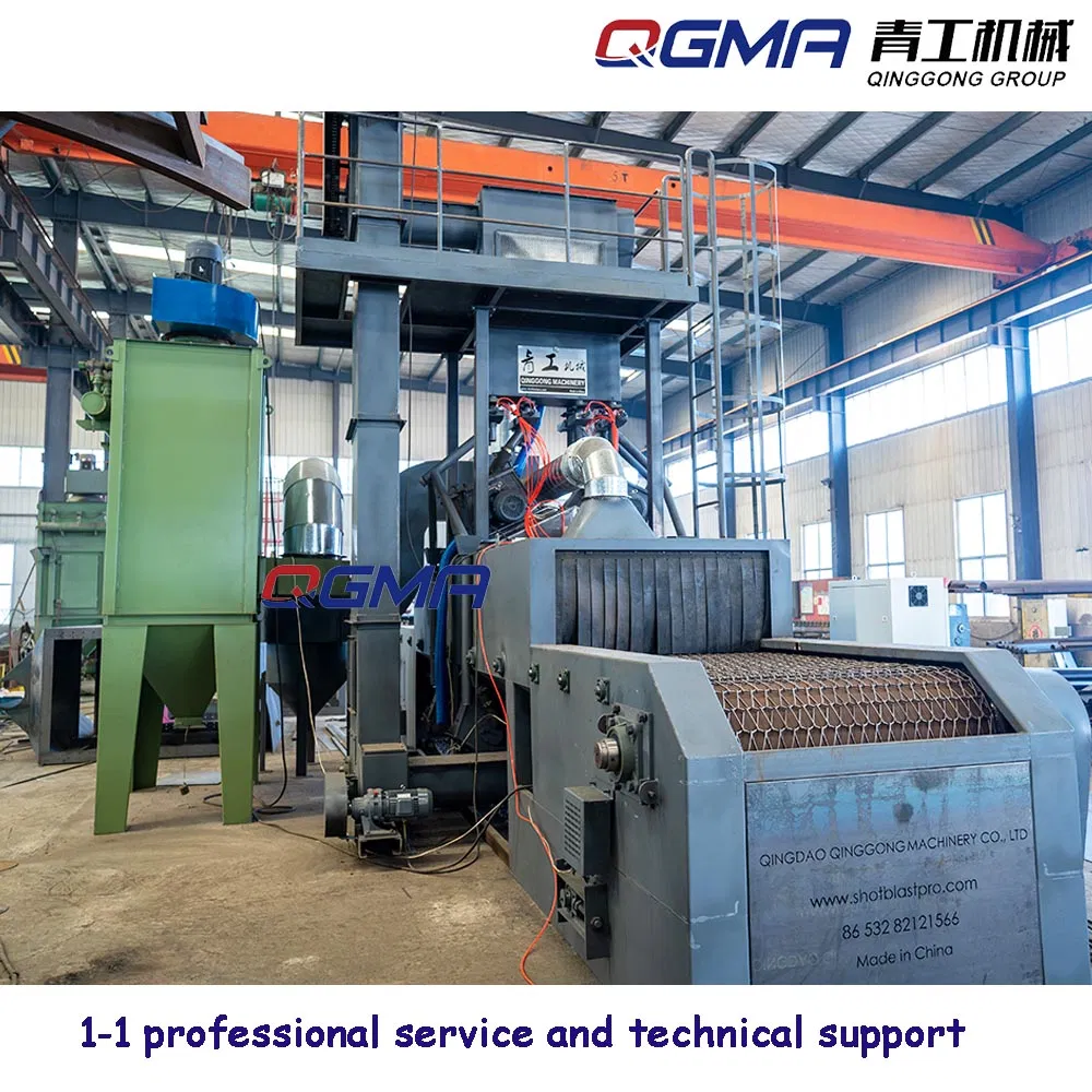High Quality Automatic Wheel Abrator Steel Wire Mesh Belt Conveyor Type Sand Shot Blasting Cleaning Machine