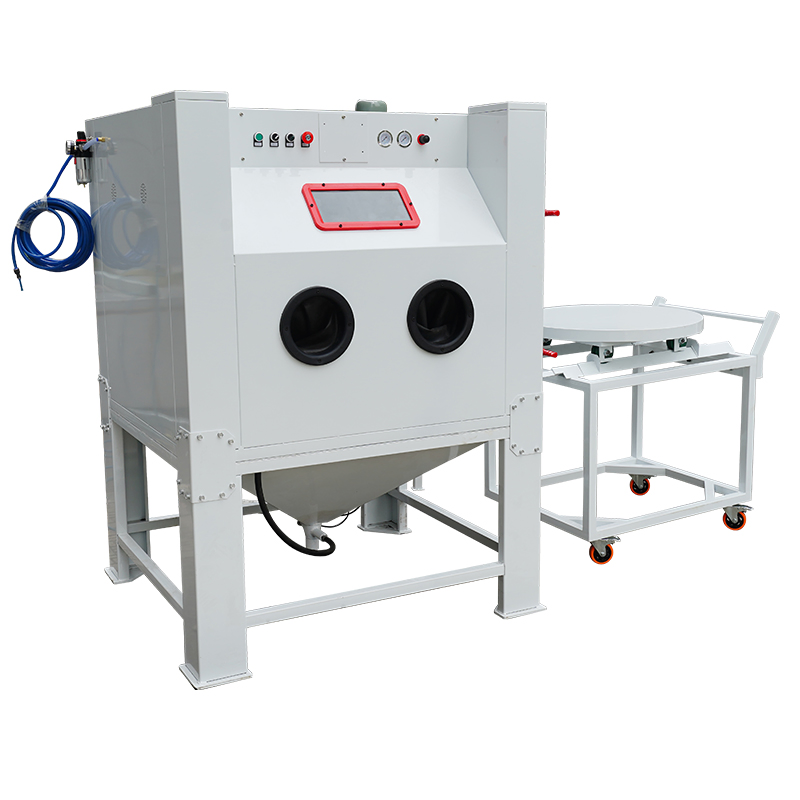 Industrial Sandblasting Cabinet Manual Sand Blasting Machine with Turntable and Cart