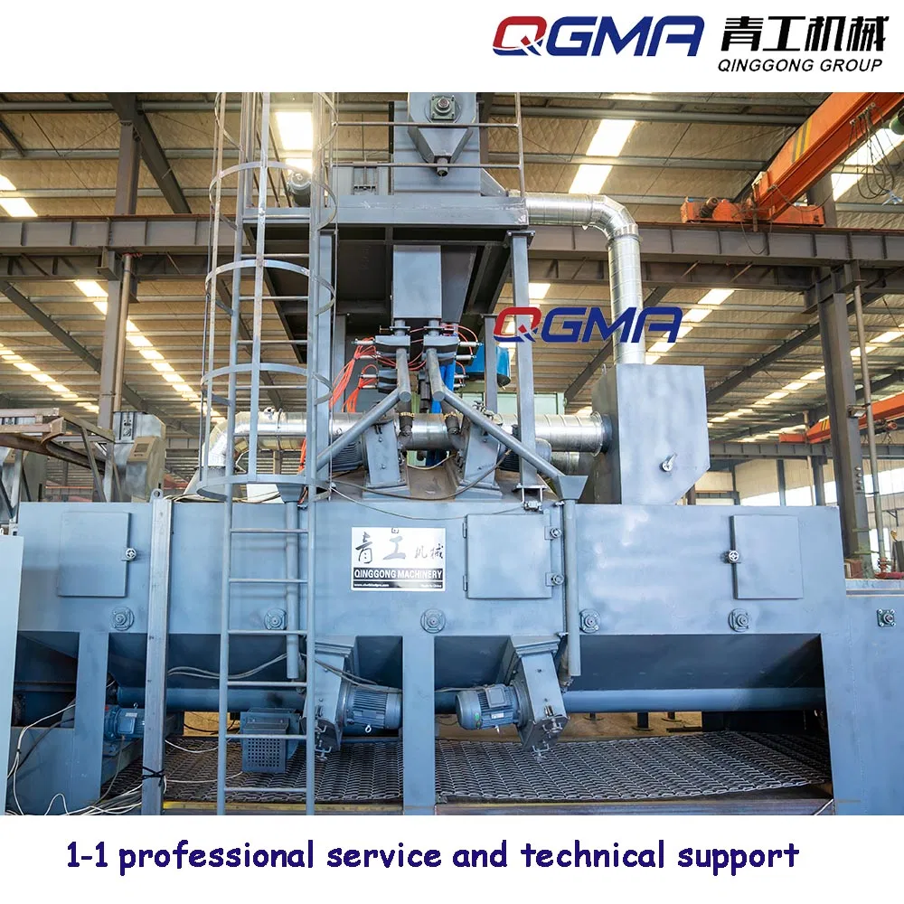 China Manufacturer Roller Conveying Shot Blaster for Castings Forgings Cleaning Steel Wire Mesh Belt Shot Blasting Machine