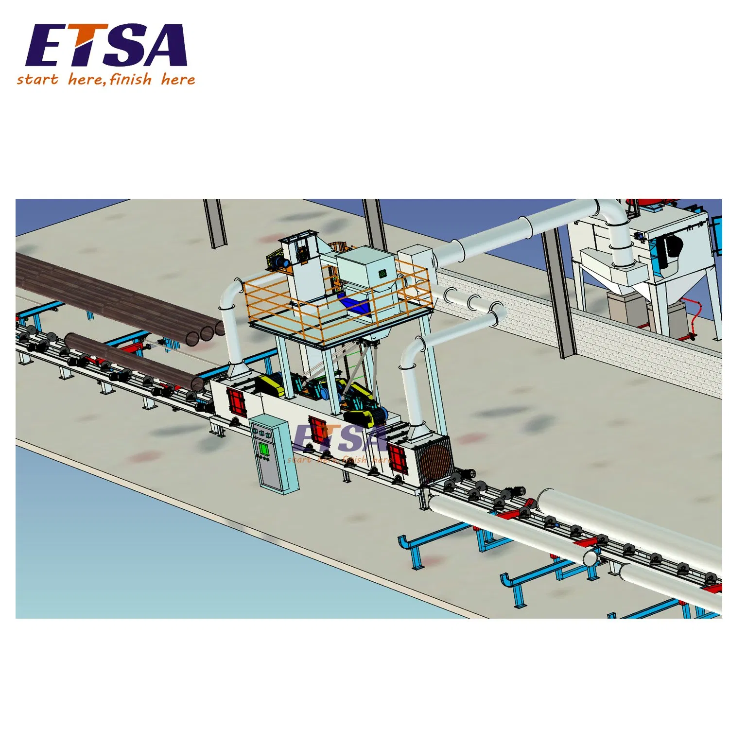 Automatic Pipe Blasting Cleaning Diabola Conveyor Shot Blasting Machine