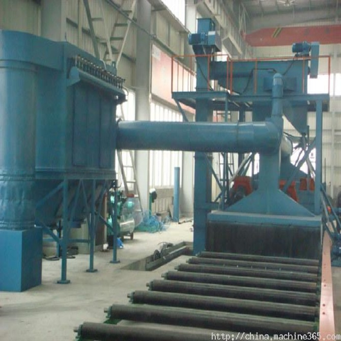 Wincoo Automatic Steel Pipe Tube H Beam Steel Structure Roller Conveyor Tunnel Pass Through Type Shot Blasting Machine