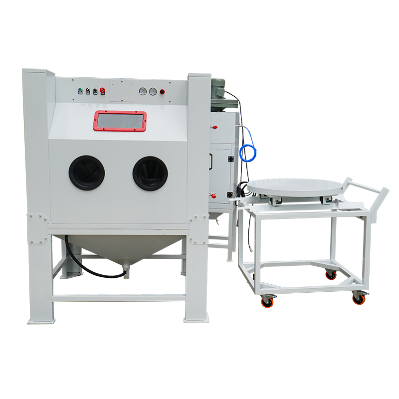 Industrial Sandblasting Cabinet Manual Sand Blasting Machine with Turntable and Cart