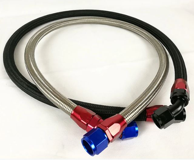 Black Nylon Braided Hydraulic Oil Cooler Engine Fuel Rubber Brake Hose with Aluminum Fittings for Car and Motorcycle