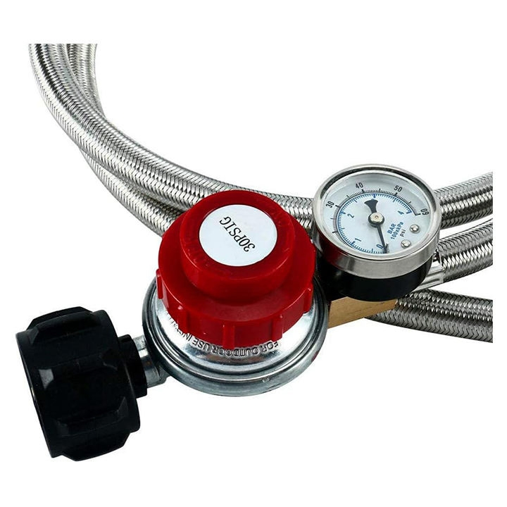 High Pressure Propane Hose with Smooth 3/8\" Female Quick Connect Disconnect Including Regulator