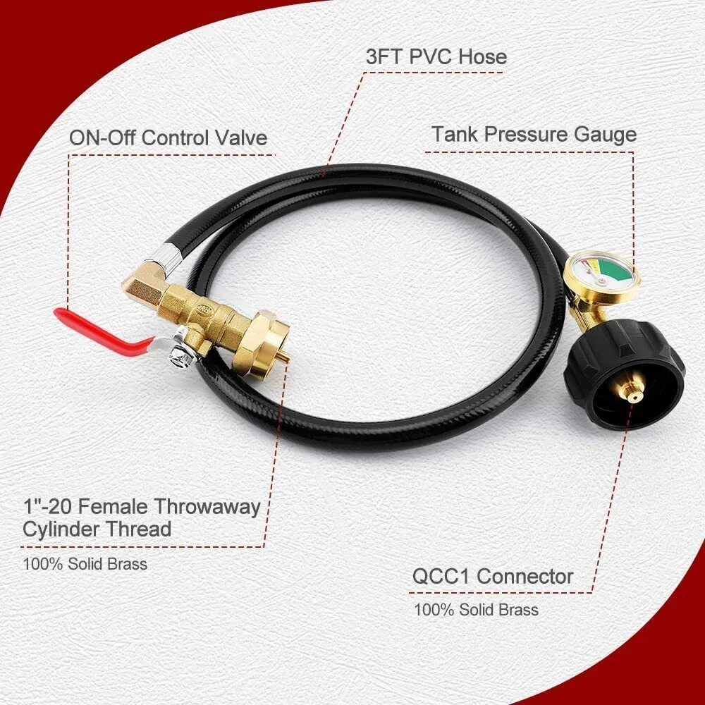 Refill Adapter Propane Tank Extension PVC Hose