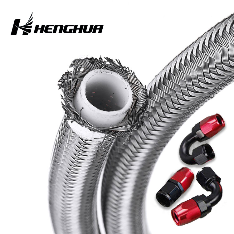 Red Nylon Cotton Cover An6 6an 5/16ID 8mm Stainless Steel Ss Braided PTFE Fule Hose Line for Motorsport Racing Car Engine Turbo