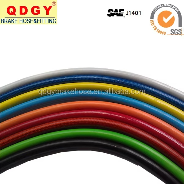 DOT Certificated Red Coated Cover An3 3an -3 Hydraulic Racing Stainless Steel Braided Smooth Bore Nylon PTFE Brake Clutch Line Asssembly Fuel Oil Brake Hose