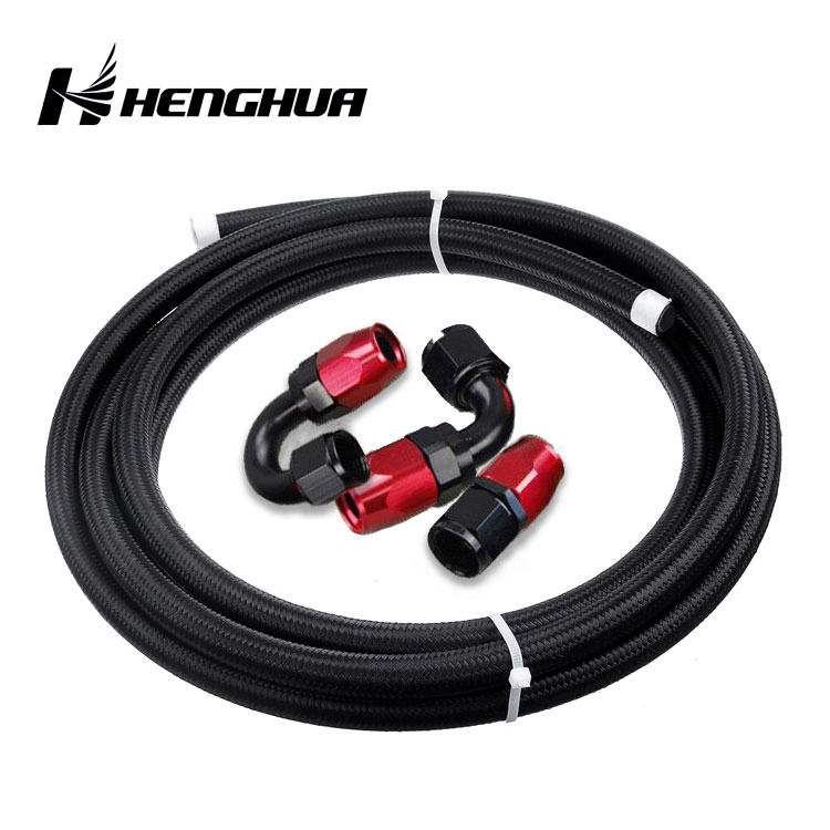 Red Blue Black Nylon Cotton Cover 5/16" An6 an -6 Stainless Steel Braided PTFE Fuel Hose Line Engine Oil Cooer Hose