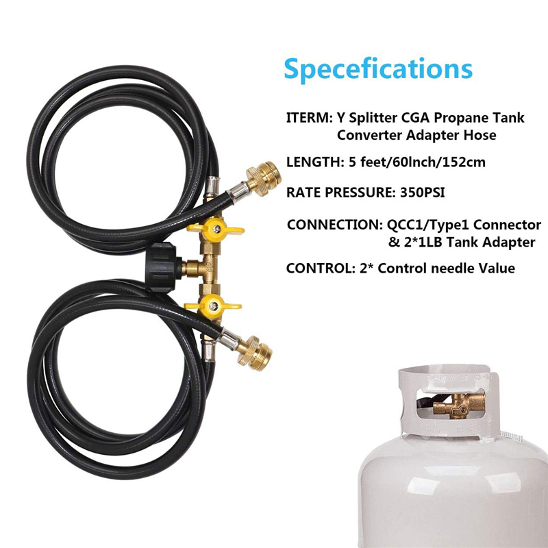 Y-Splitter Dual Propane Tank Converter Adapter Hose