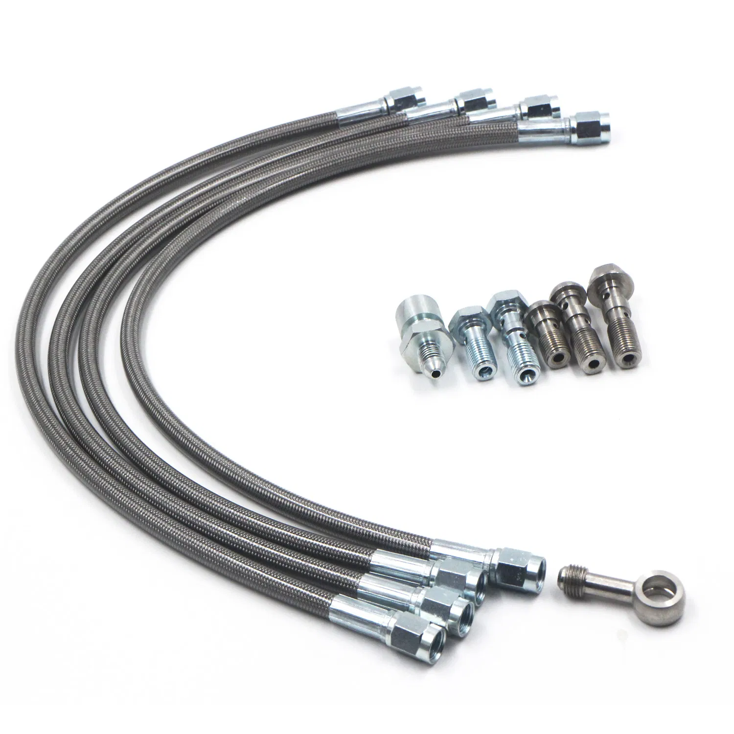 an -3 to Female Straight 3/8-24 Thread Adapter Both End Fittings Brake System Stainless Steel Braided PTFE Universal Hydraulic Brake Clutch Oil Hose Tube Line