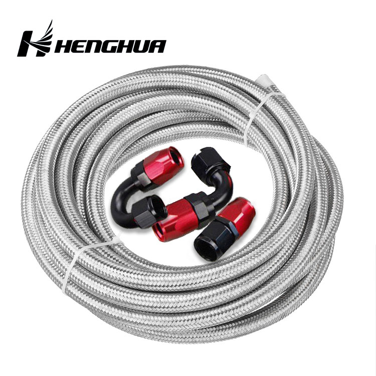 Red Blue Black Nylon Cotton Cover 5/16" An6 an -6 Stainless Steel Braided PTFE Fuel Hose Line Engine Oil Cooer Hose